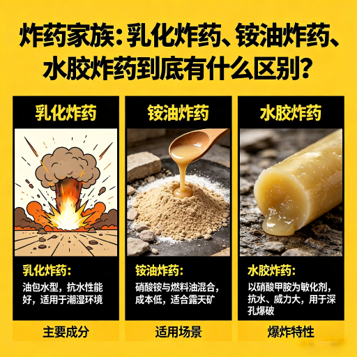 巧家炸药家族：乳化炸药、铵油炸药、水胶炸药到底有什么区别？
